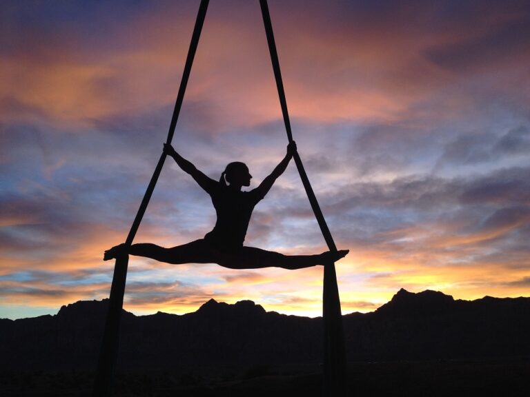 Person doing aerial yoga